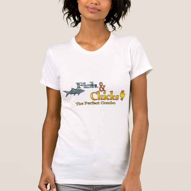 Fiske och Chick - roligt fiske T-shirt (Framsida)