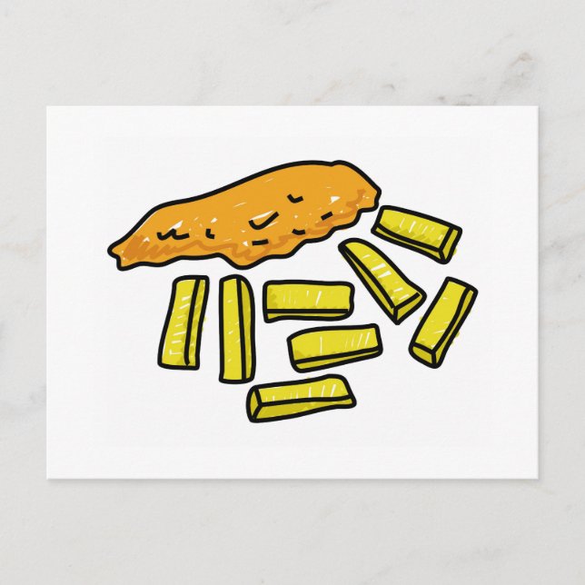 Fiske och chip vykort (Framsida)