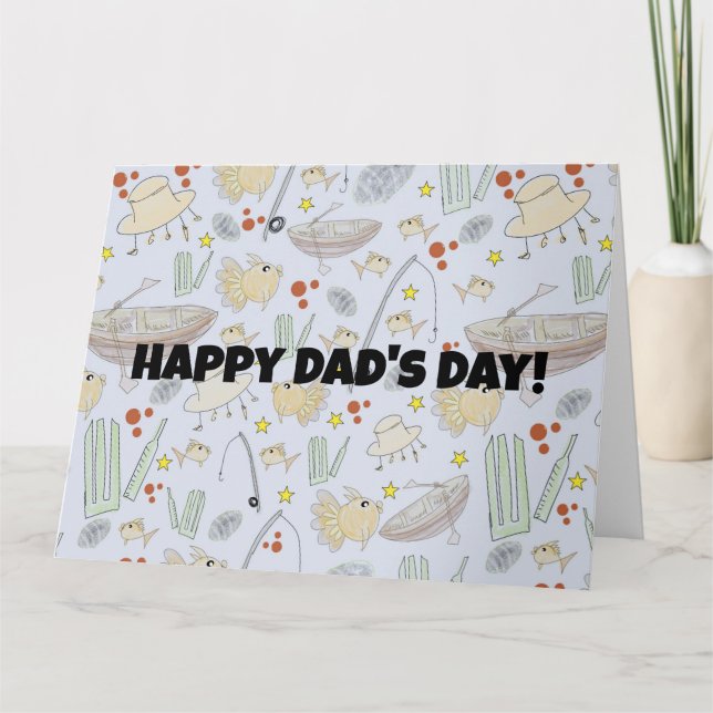Fiske och cricket på fars dag kort (Framsida)