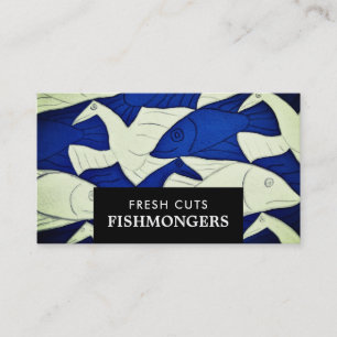 Fiske och Fiskmåsar, fiskenäring/hustru, fiskmarkn Visitkort