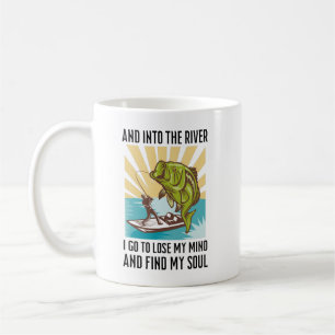 Fiske och in i floden går jag miste om mitt sinne kaffemugg