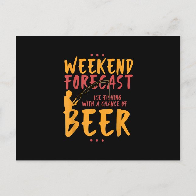 Fiske och isfiske med öl meddelande vykort (Framsida)