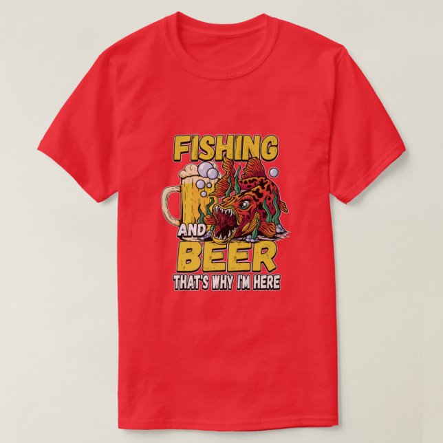 Fiske och öl... varför jag är här, Fiskare Sayin T Shirt (Design framsida)