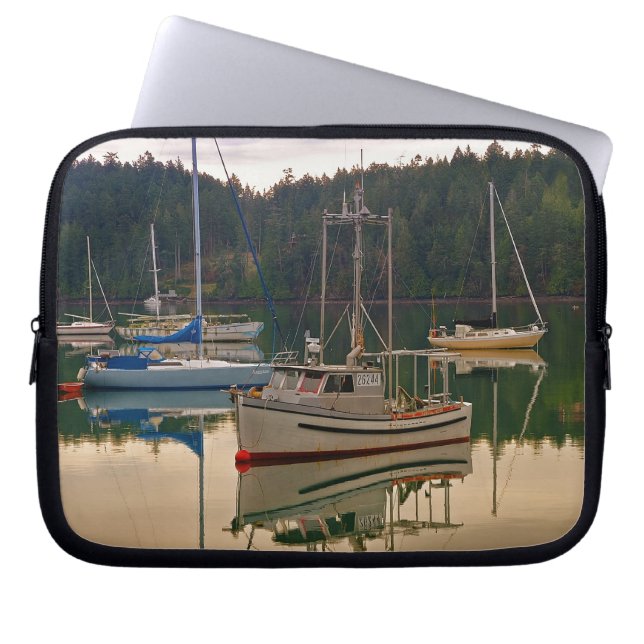 Fiske och Segelbåt Electronics Bag Laptop Sleeve (Framsidan)