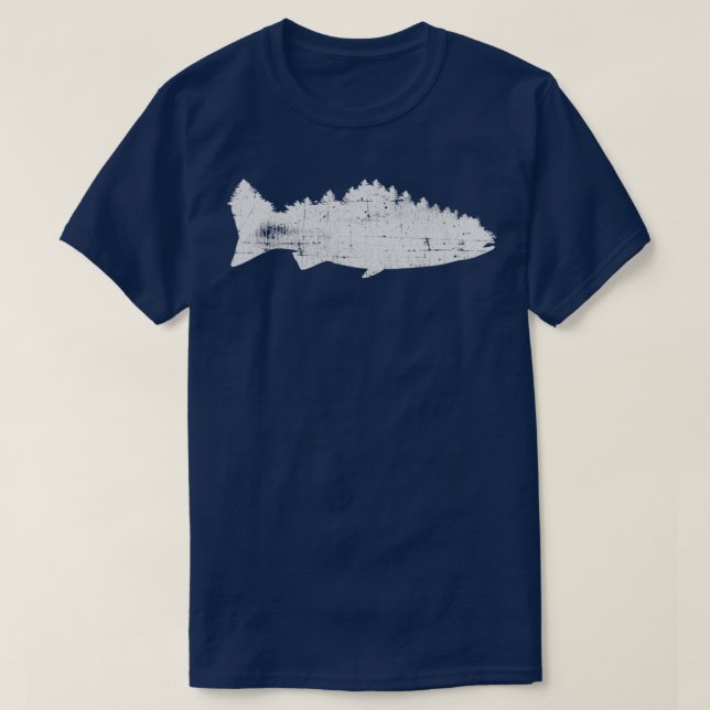 Fiske och skogsfiske är för manar fisk med bergen t shirt (Design framsida)