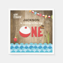 Fiske på födelsedagen Pappersservett Reeling the b