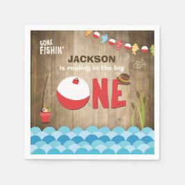 Fiske på födelsedagen Pappersservett Reeling the b