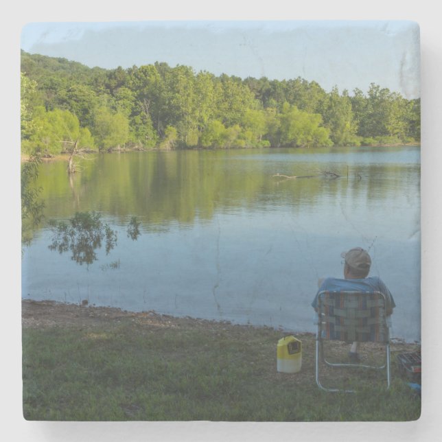 Fiske på morgonen underlägg sten (Framsidan)