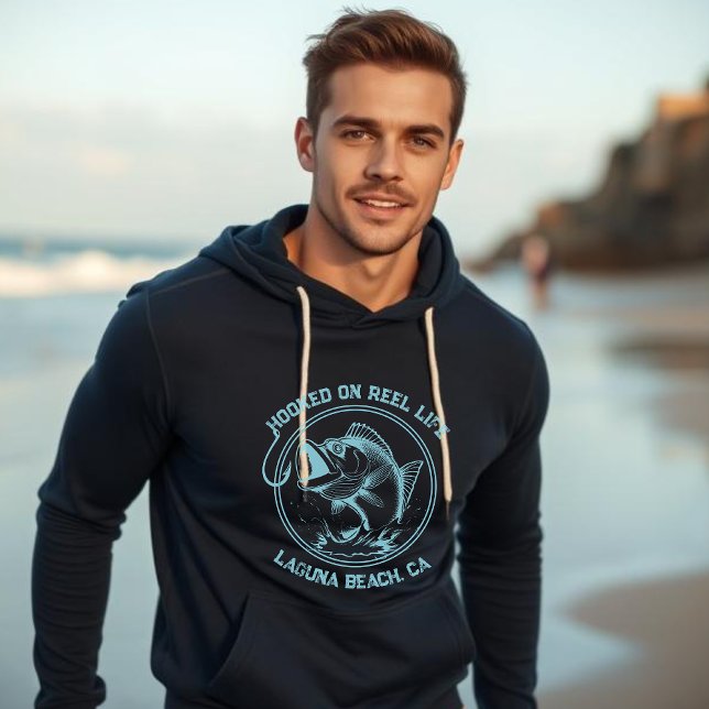 Fiske på Reel Life Hoodie (Bass Fish Hooked on Reel Life Hoodie-Fisherman Core, Hoodie for Men, Summer, Beach Hoodie)