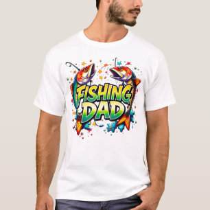 Fiske Pappa Färgfull fisk Graffiti White T Shirt
