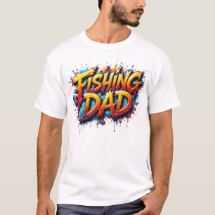 Fiske Pappa Guld Red Colorful Graffiti White T Shirt