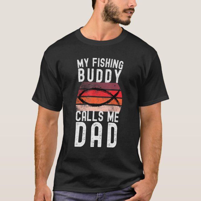Fiske Pappa Son Far Fiskare T Shirt (Framsida)