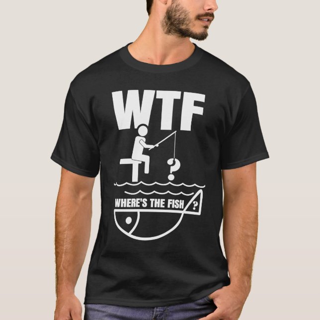 Fiske Pappa WTF: Fiske Fars dag T Shirt (Framsida)