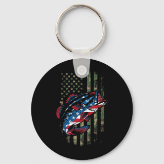 Fiske patriotisk USA-flagg Kamuflage Nyckelring