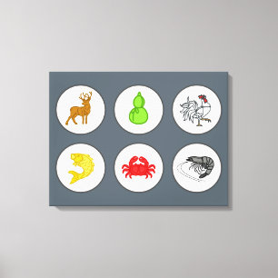 Fiske Prawn Crab Game Board - Sepia Canvastryck