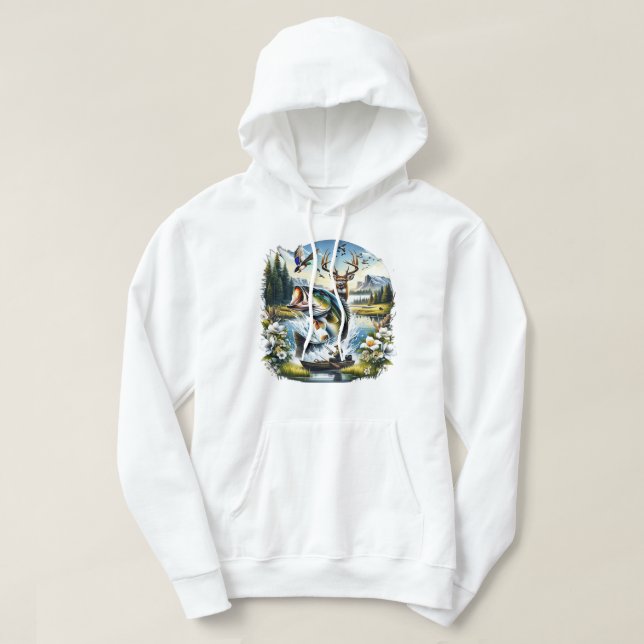 Fiske, rådjur, andjakt hoodie (Design framsida)