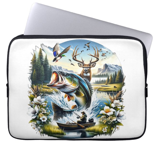 Fiske, rådjur, andjakt laptop fodral (Framsidan)