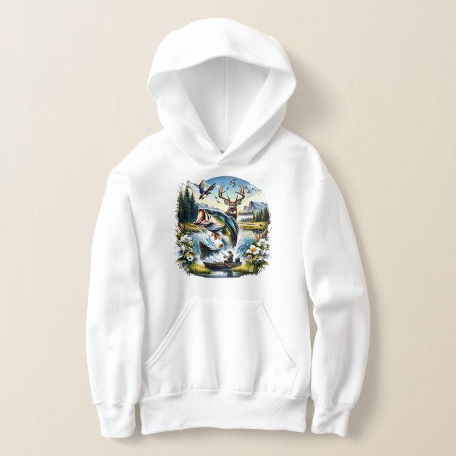 Fiske, rådjur, andjakt t shirt (Laydown)