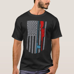 Fiske Rod Hunting Rifle American Flagga T Shirt