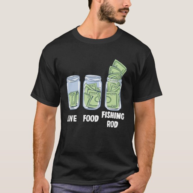 Fiske Rod Money Bank T Shirt (Framsida)