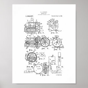 Fiske-rulle patent poster