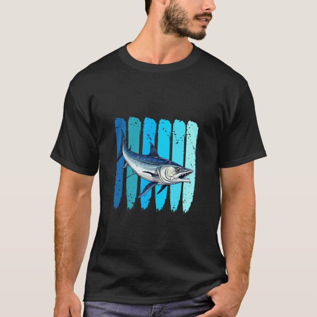 Fiske Saltvatten Fisk Retro Barracuda Fisk Älskare T Shirt (Framsida)
