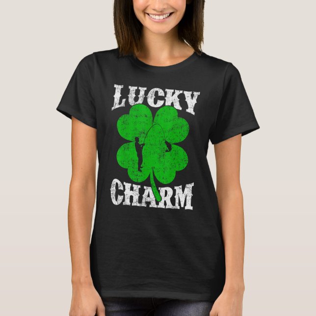 Fiske Shamrock Lucky Charm Fiske St Patrick's T Shirt (Framsida)