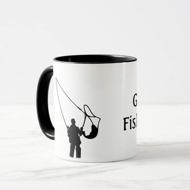 Fiske - Siluett av någon som fiskar  Mugg (Framsida vänster)