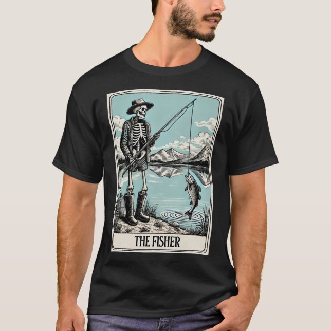 Fiske Skeleton Tarot Card för Älskare T Shirt (Framsida)
