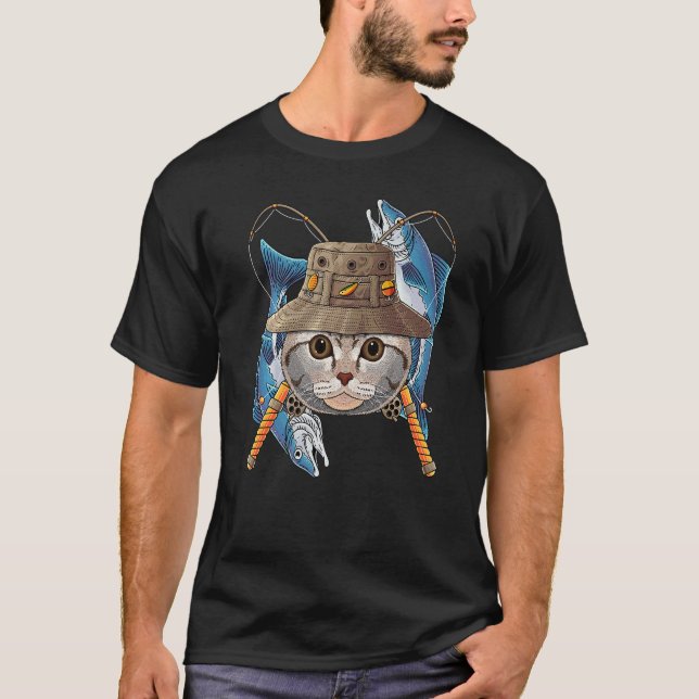 Fiske skotsk fold utomhus fiskare katt söt F T Shirt (Framsida)