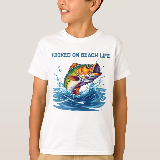 Fiske som är blåst på Beach Life T Shirt (Framsida)