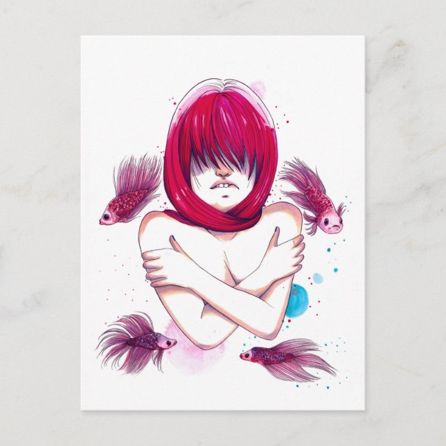 Fiske som drunknar vykort (Framsida)