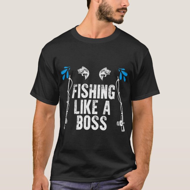 Fiske som en boss fisker t shirt (Framsida)