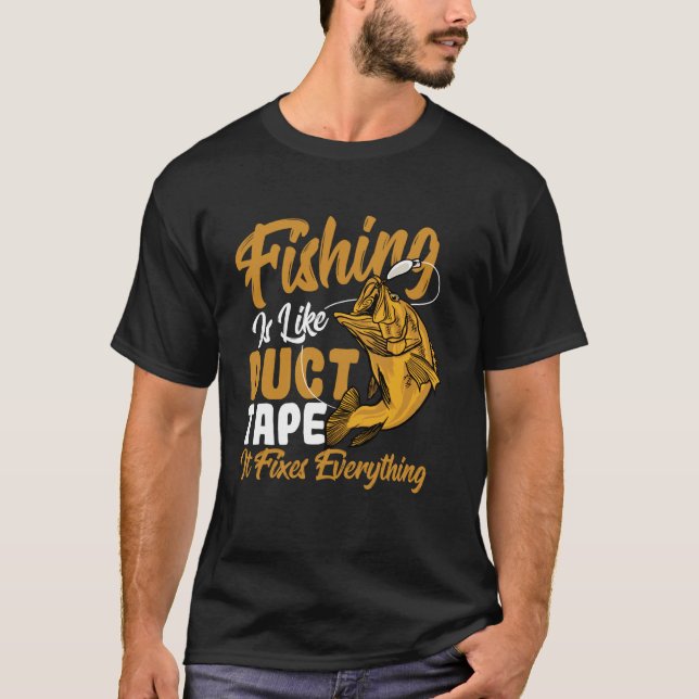 Fiske som silvertejp fixar allt meme t shirt (Framsida)