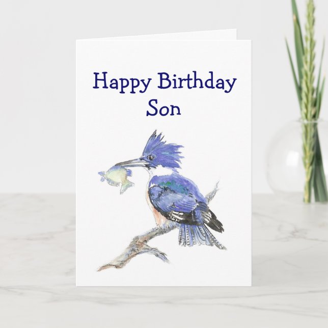 Fiske Son Birthday Humor - Kingfisher Kort (Framsida)