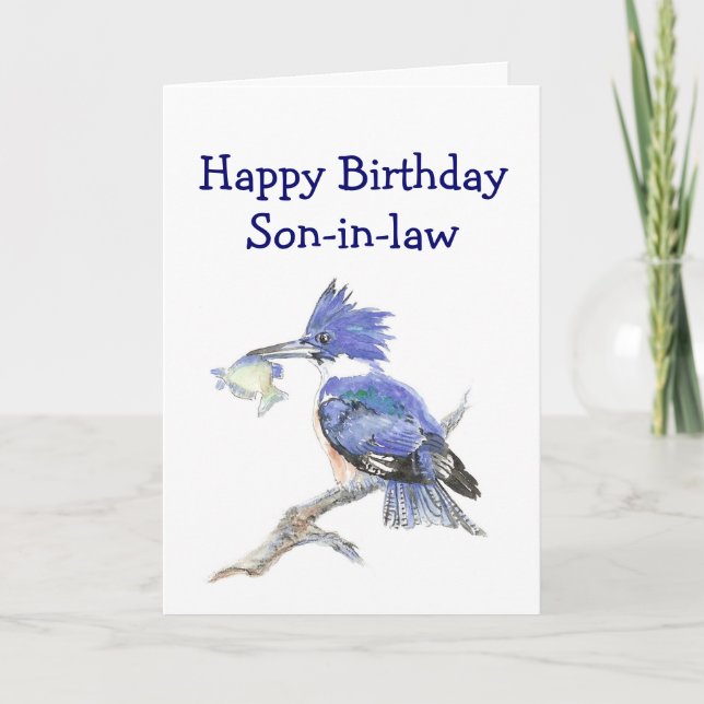 Fiske son-in-law Birthday Humor Kingfisher Kort (Framsida)