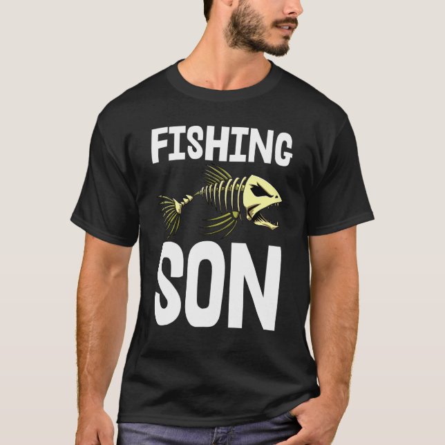Fiske Son S Skelett Fisk Ben T-shirts Vassa Tänder (Framsida)