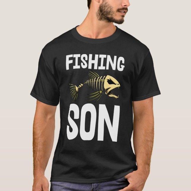 Fiske Son till Skeleton Fish Bone Tees Vass Teet T Shirt (Framsida)