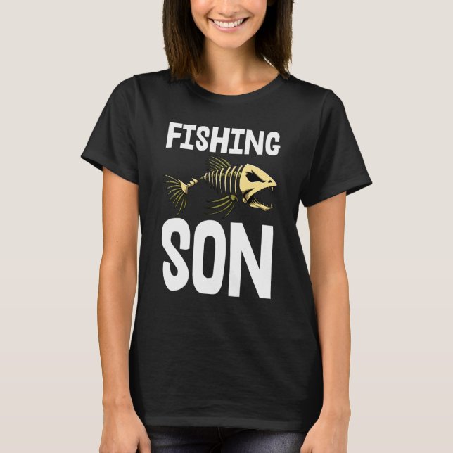 Fiske Son till Skeleton Fish Bone Tees Vass Teet T Shirt (Framsida)