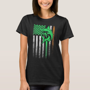 Fiske Svärdfisk Irländsk Amerikansk Flagga St Patr T Shirt