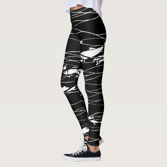 Fiske Swimming Underwater Black Leggings (Vänster)