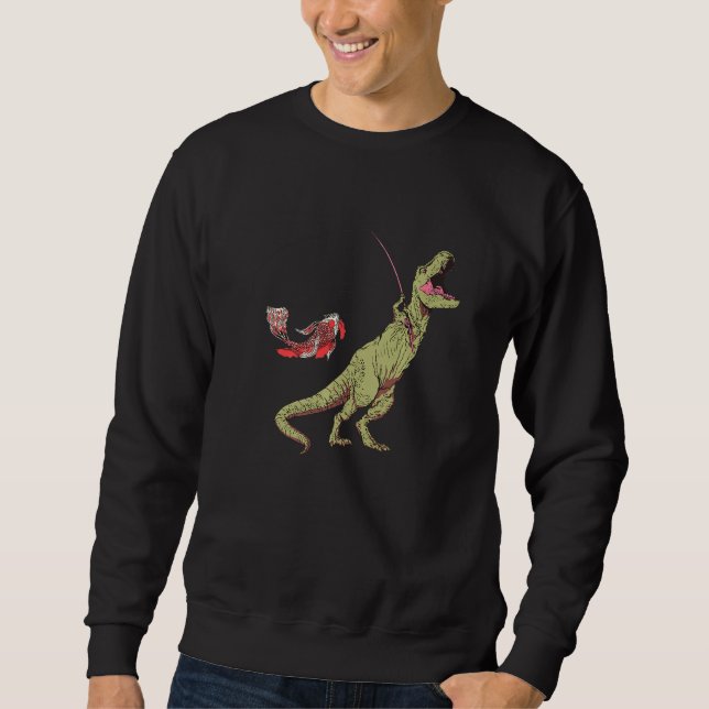 Fiske T Rex Dinosaur För barn Boys Lång Ärmad Tröja (Framsida)