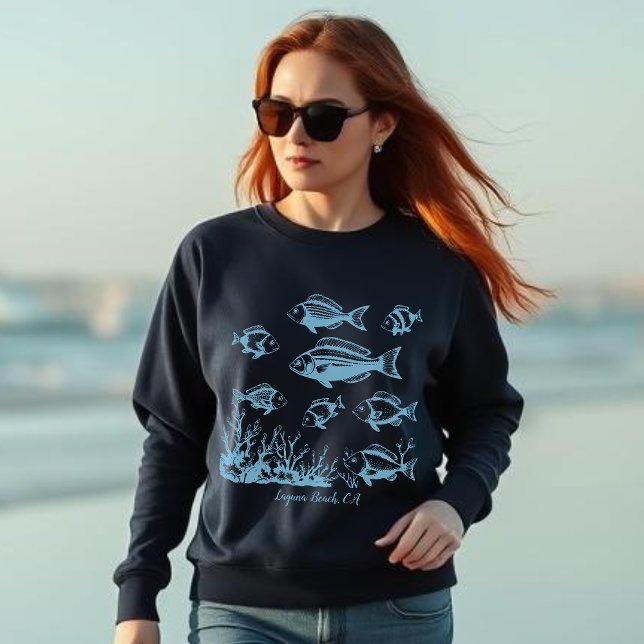 Fiske T Shirt (Fishes-Fish under Water-Fisherman Style Trend Summer Beach Blue)