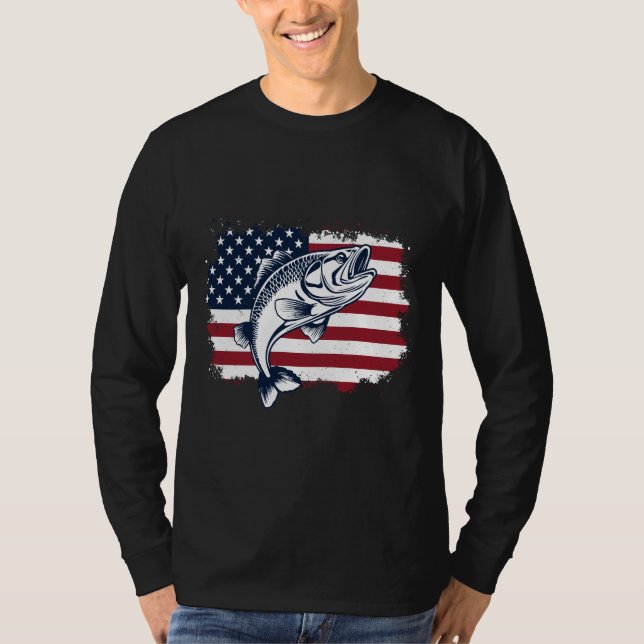 Fiske T shirt USA Fishing Flagga (Framsida)