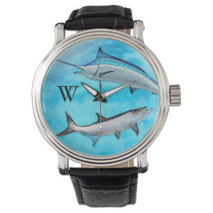 Fiske Tarpon Marlin Blått Vatten Initial Armbandsur