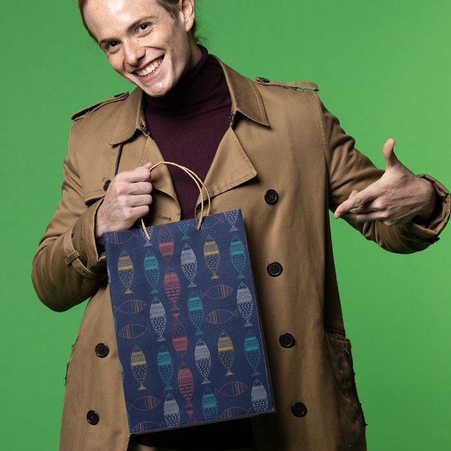 Fiske Tecknad Mönster (gift bag, birthday surprise gift bag, teddy bear gift bag, wine gift bag, travel bag, use and throw )