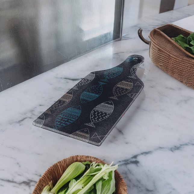 Fiske Teckning Mönster ( Chopping Board)