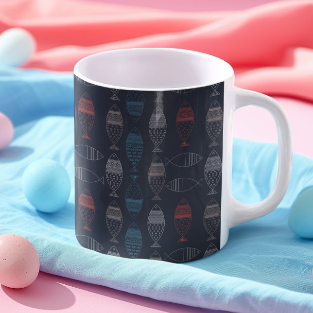 Fiske Teckning Mönster Kaffemugg (cups and mugs)