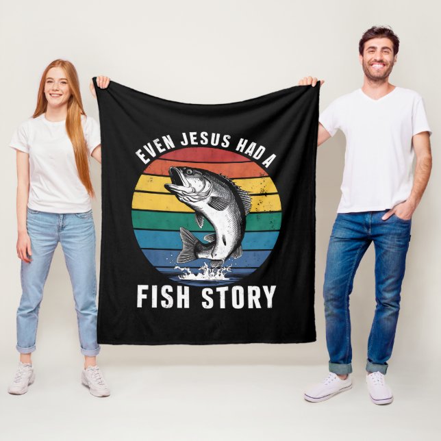 Fiske Till och med Jesus hade fiskhistoria Bass Fi Fleecefilt (På plats)