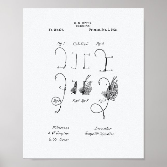 Fiske under 1892 Patentkonst - vitbok Papper Poster (Framsidan)